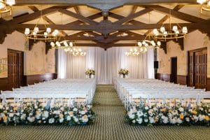 Wedding drapes and chairs